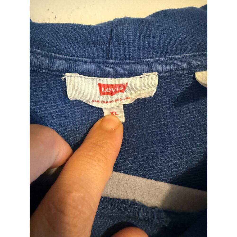 Levi's Womens Blue Multicolor Logo Hoodie Kangaroo Pocket Casual Size XL - Picture 4 of 5